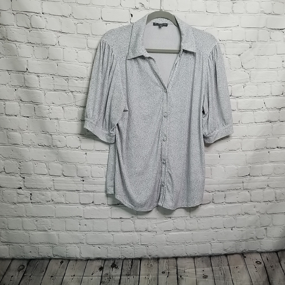 Adrianna Papell Button Down Top Large Elbow Sleeve